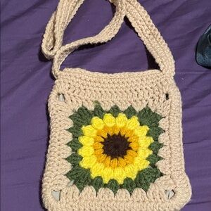 Charming Sunflower Crochet Kids Bag handmade like new.